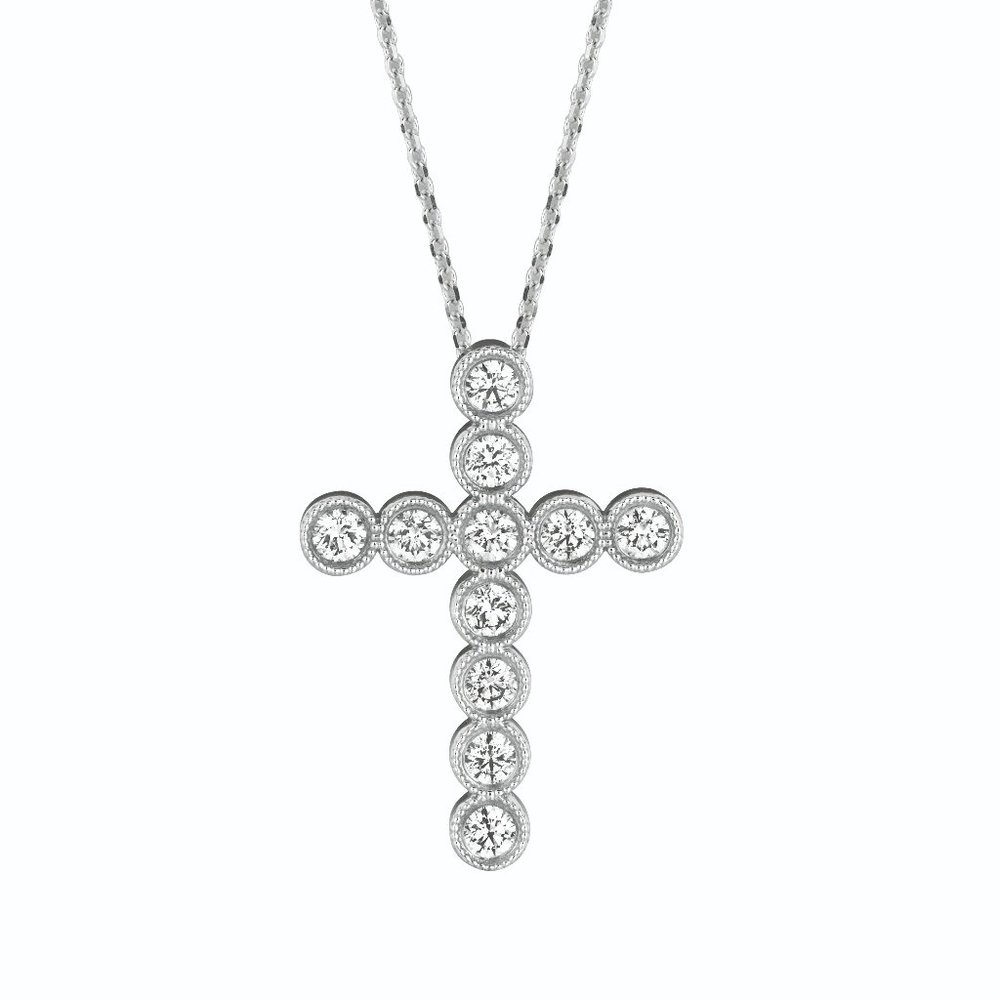 1.60 Carat Natural Diamond Cross Pendant Necklace 14K White Gold G SI 18'' chain
